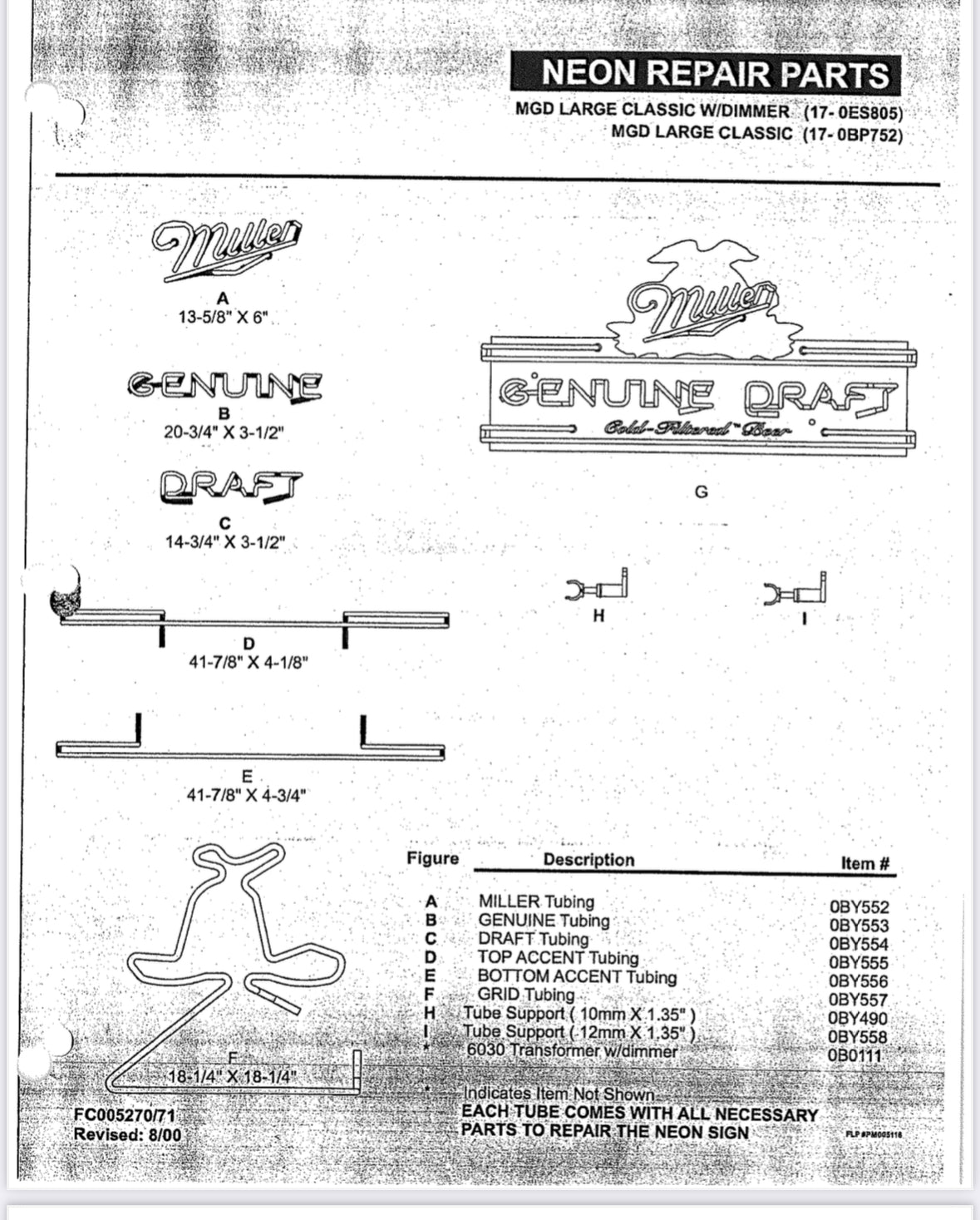 Top Accent Border for MGD Large Classic Replacement Tube - Neon Sign Part