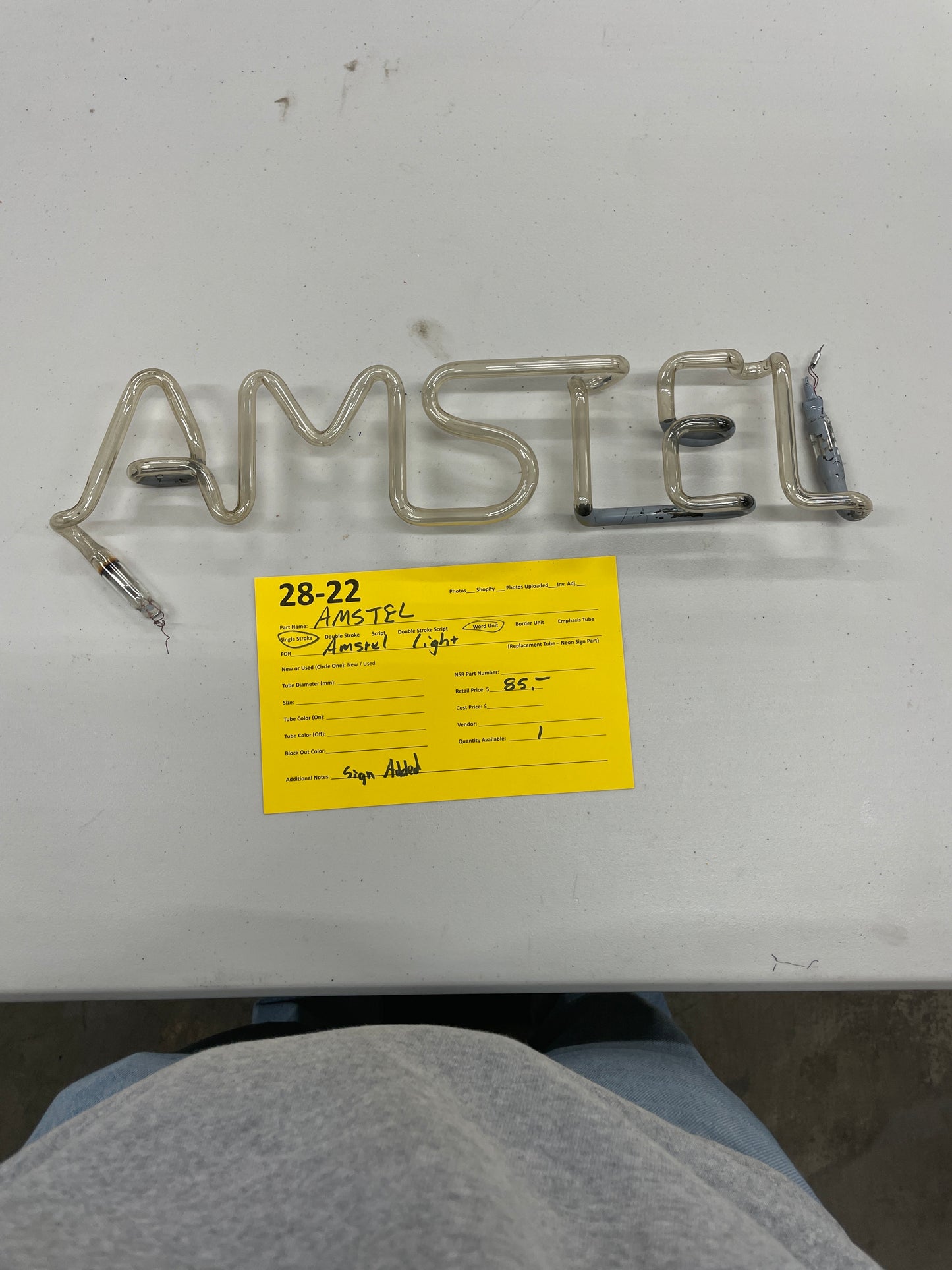 AMSTEL Single Stroke Word Unit for Amstel Light Replacement Tube - Neon Sign Part
