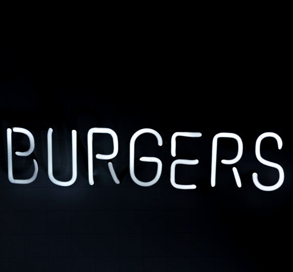 BURGERS Single Stroke Word Unit Neon Sign Replacement Tube Used