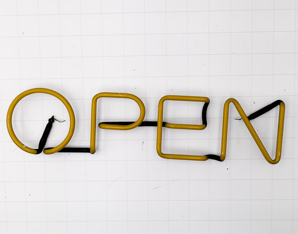 OPEN Yellow Single Stroke Neon Sign Replacement Tube