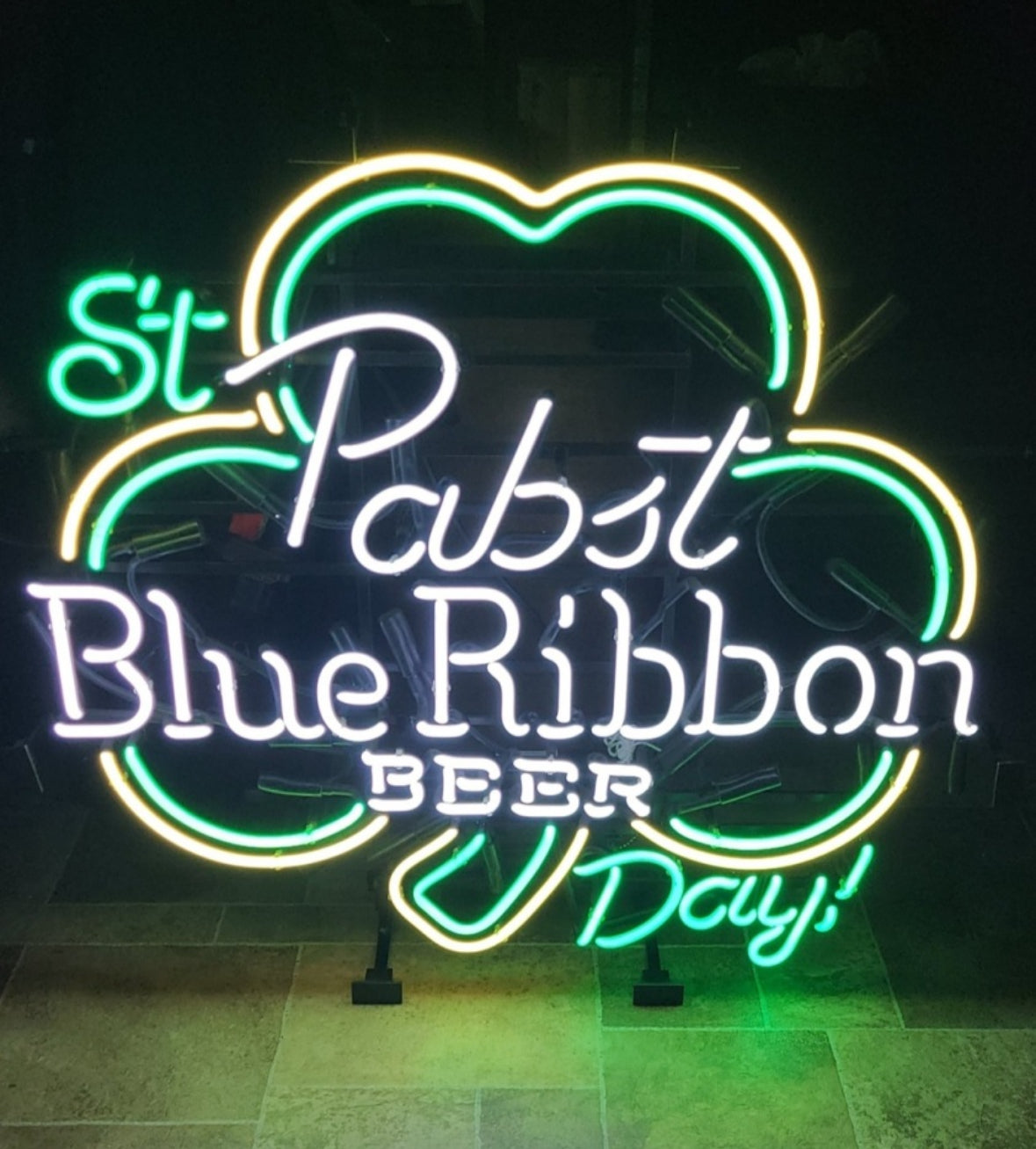 Lower Left Border Unit for St Pabst Blue Ribbon Shamrock Replacement Tube - Neon Sign Part