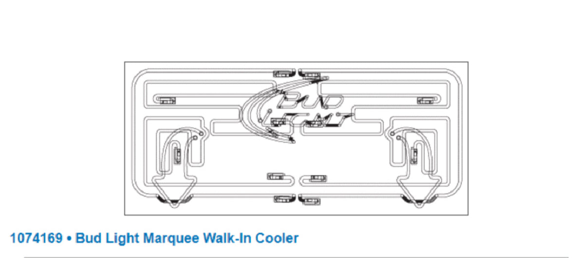 Bottom Left Grid for Bud Light Marquet Walk In Cooler Replacement Tube - Neon Sign Part