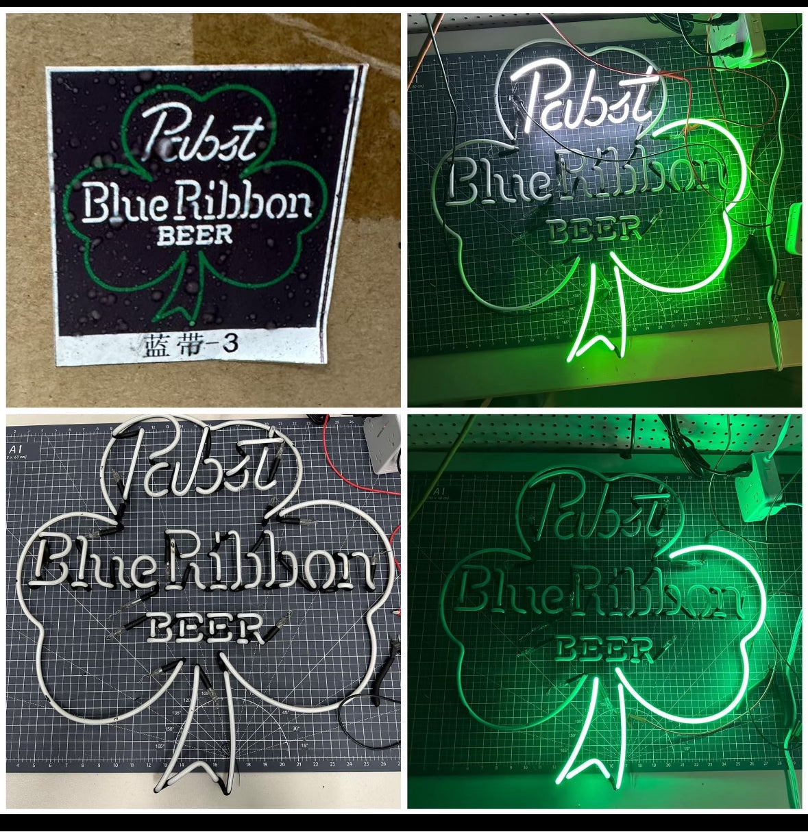 Pabst Single Stroke Word Unit for Pabst Blue Ribbon Shamrock Replacement Tube - Neon Sign Part