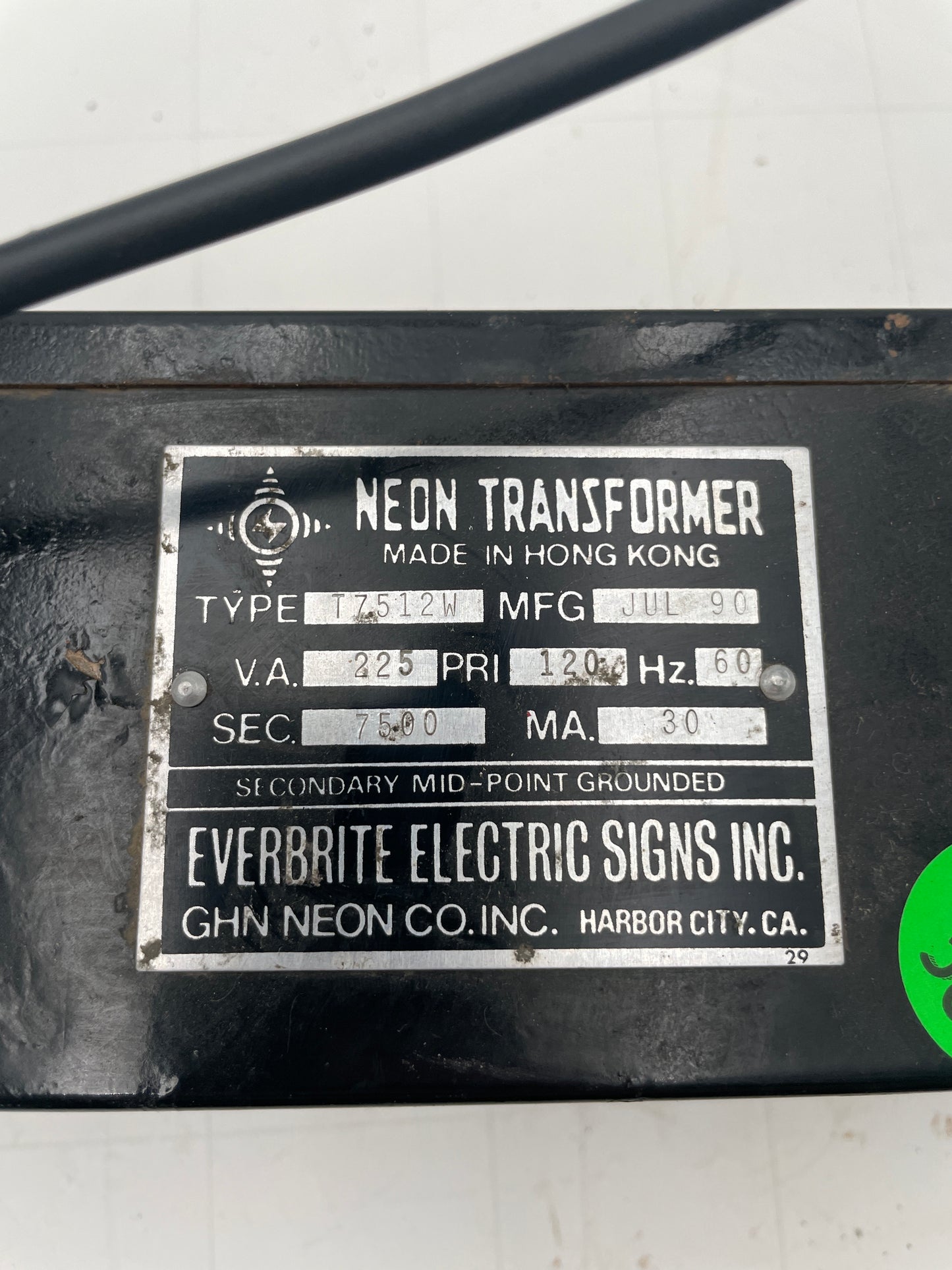 GHN Vintage Core & Coil Neon Sign Replacement Transformer – 7.5Kv