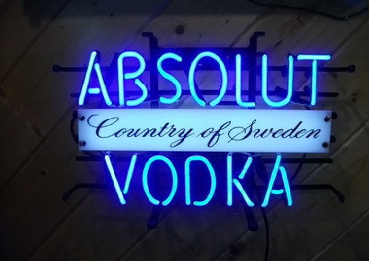 Absolute Vodka Country of Sweden Neon Sign Plastic Replacement Panel