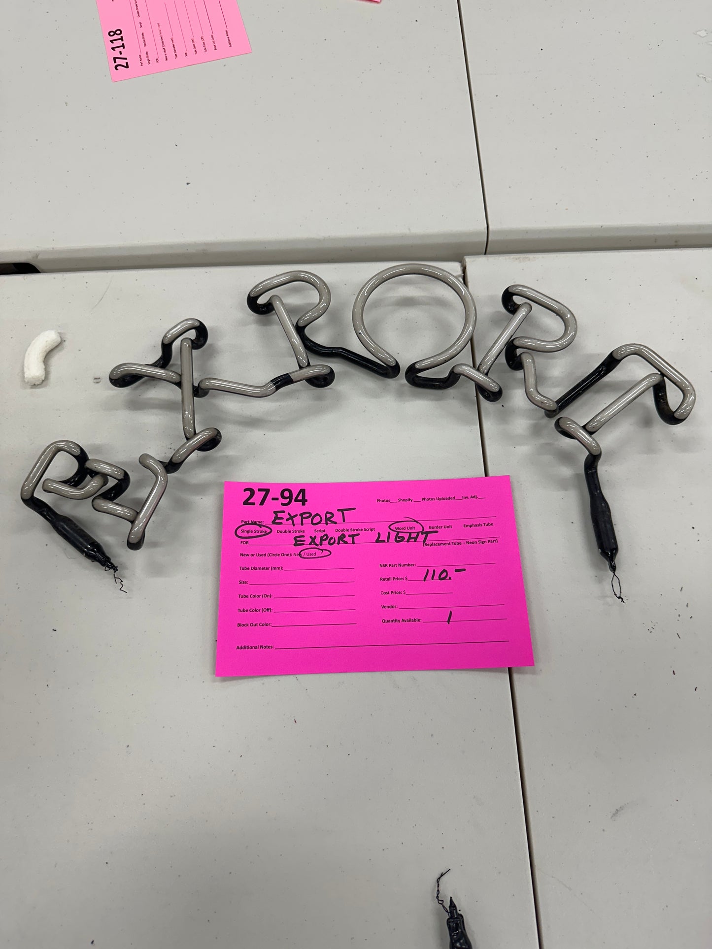 EXPORT Single Stroke Word Unit word unit for Replacement Tube - Neon Sign Part