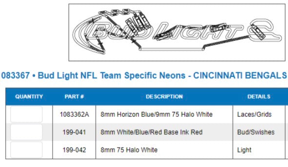 Football Laces & Grid for Bud Light NFL Official Beer Sponsor Team Replacement Tube - Neon Sign Part