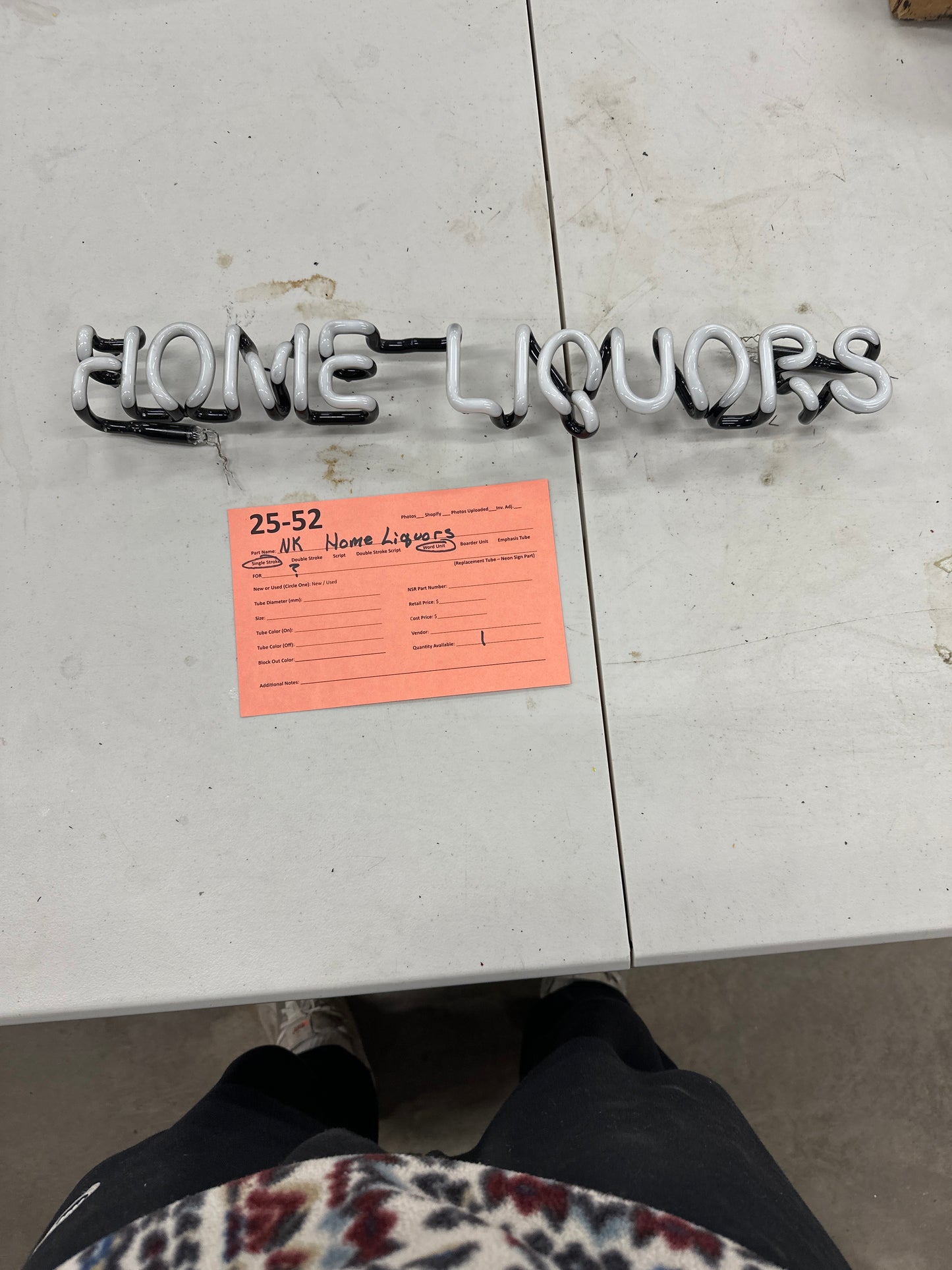 HOME LIQUORS Single Stroke Word Unit Replacement Tube - Neon Sign Part