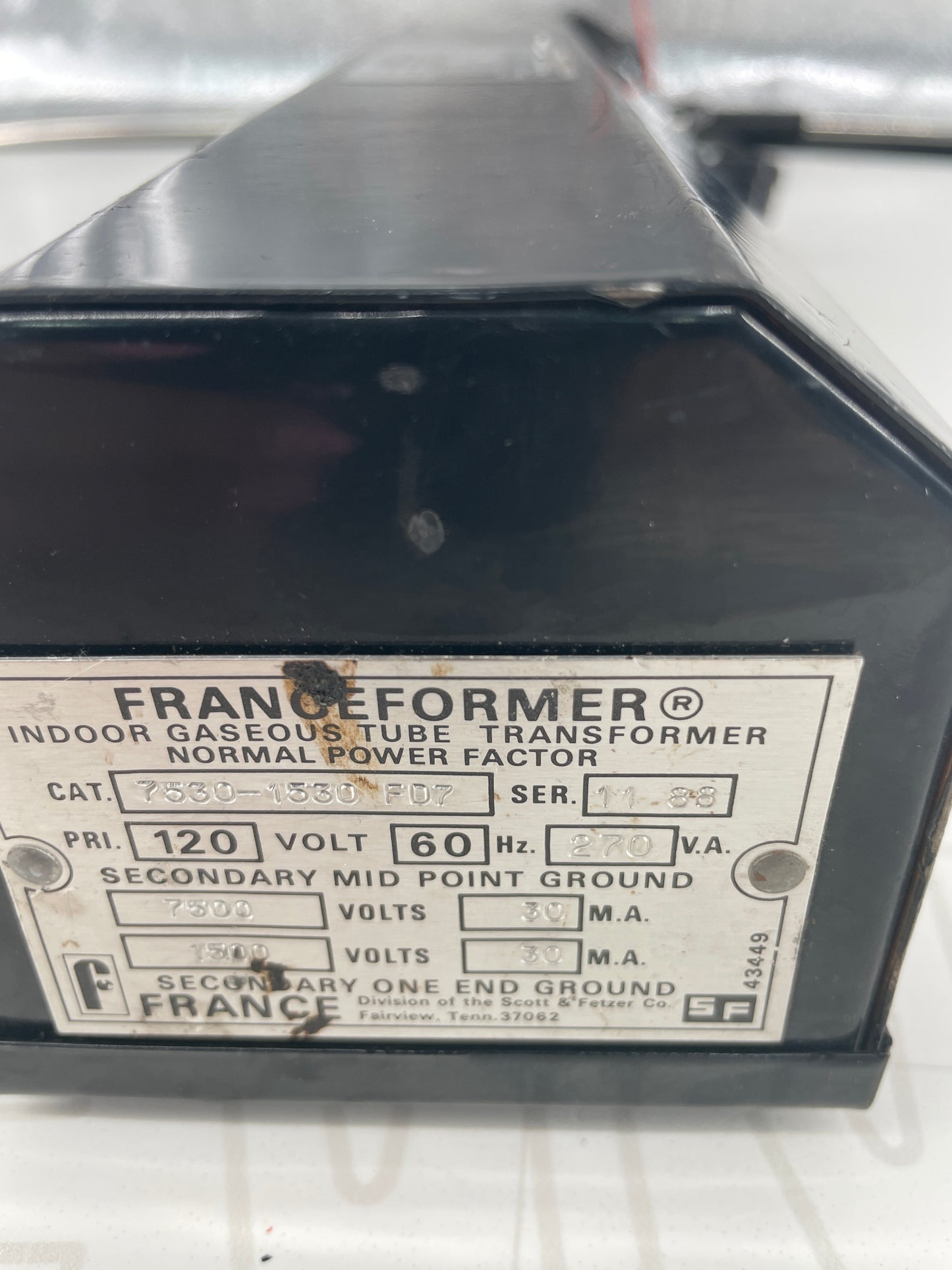 Franceformer Dual Output Vintage Core & Coil Neon Sign Replacement Transformer – 7.5Kv & 1.5Kv