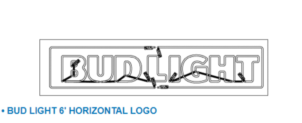 Border Left / Right for 6' Horizontal Logo Bud Light Replacement Tube - Neon Sign Part Used