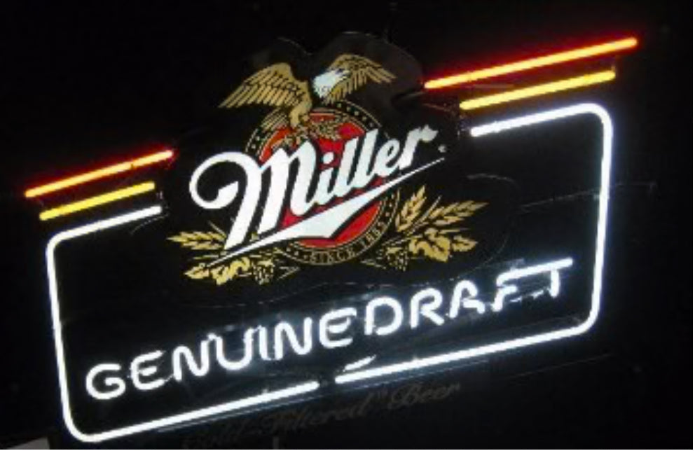 MGD Miller Genuine Draft Cold Filtered Emphasis lines/border right side Replacement Tube - Neon Sign Part