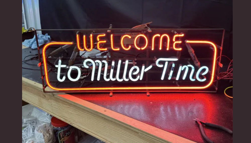 Welcome Single Stroke Word Unit for Miller Time Replacement Tube - Neon Sign Part Used