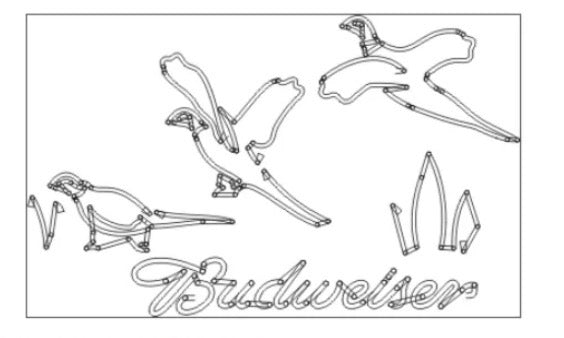 Middle Landing Pheasant Wings unit for Budweiser Flying Motion Pheasant Replacement Tube - Neon Sign Part