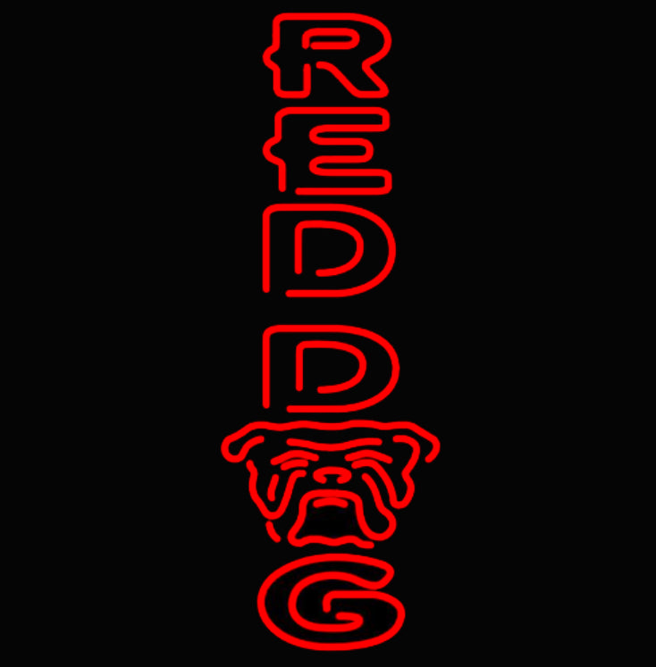 Stacked Vertical DD Double Script for Red Dog Replacement Tube - Neon Sign Part Used
