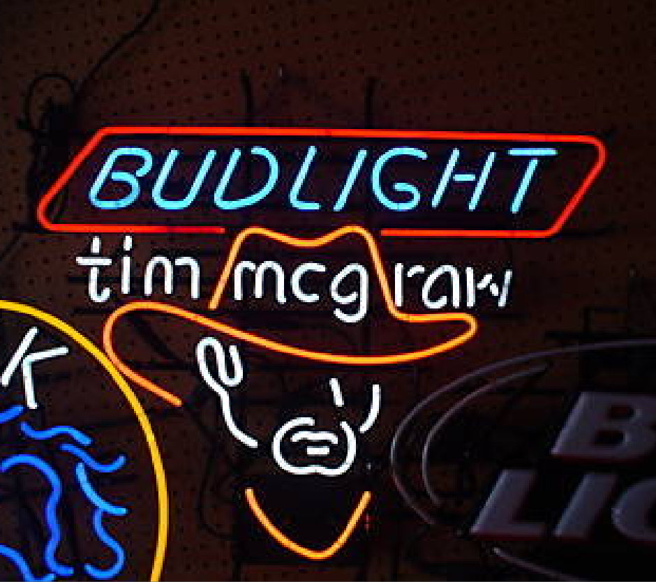 Cowboy Hat Border unit for Bud Light Bud Light Tim McGraw Replacement Tube - Neon Sign Part