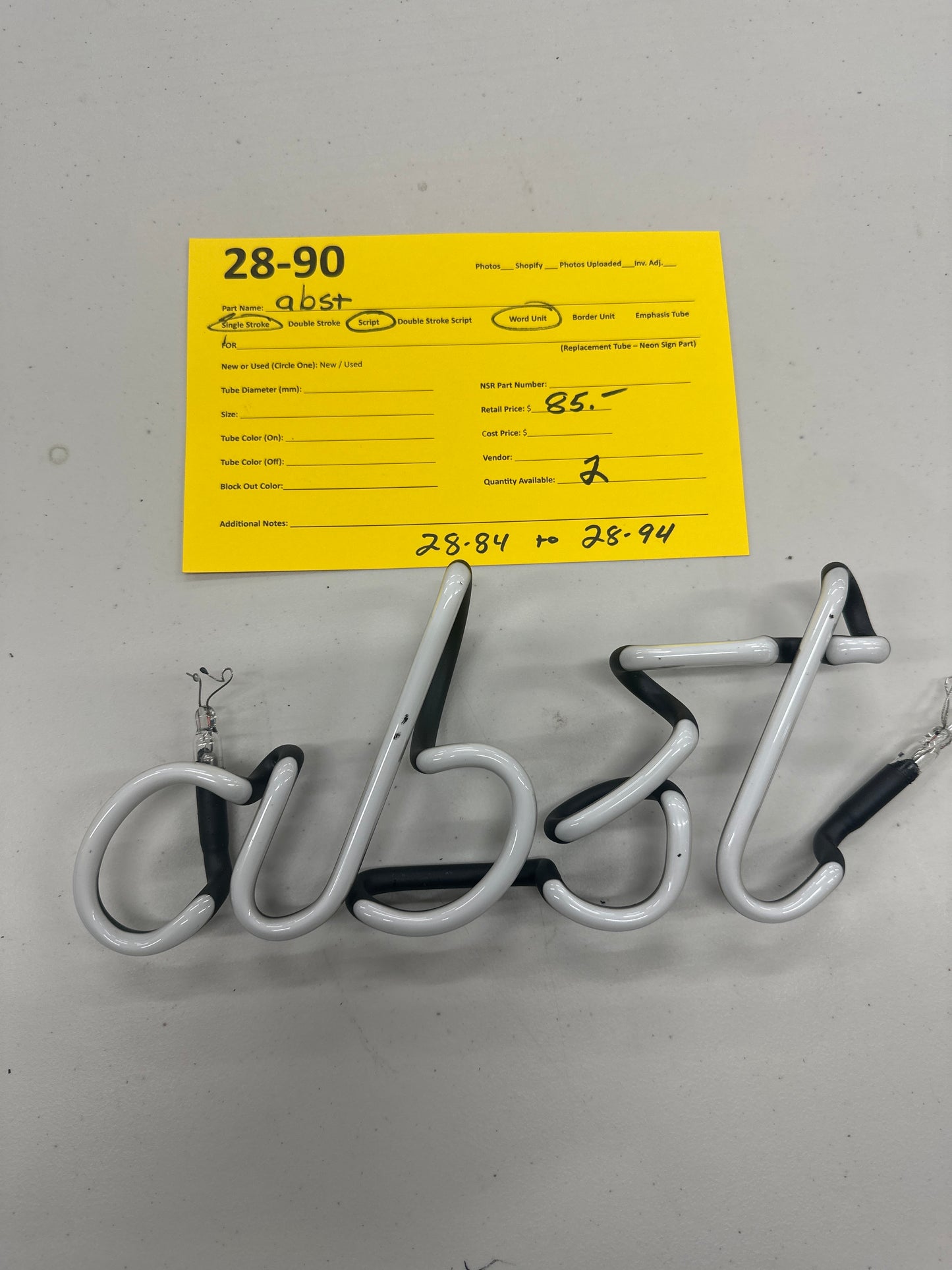 abst Single Stroke Script Word Unit for St Pabst Blue Ribbon Shamrock Replacement Tube - Neon Sign Part