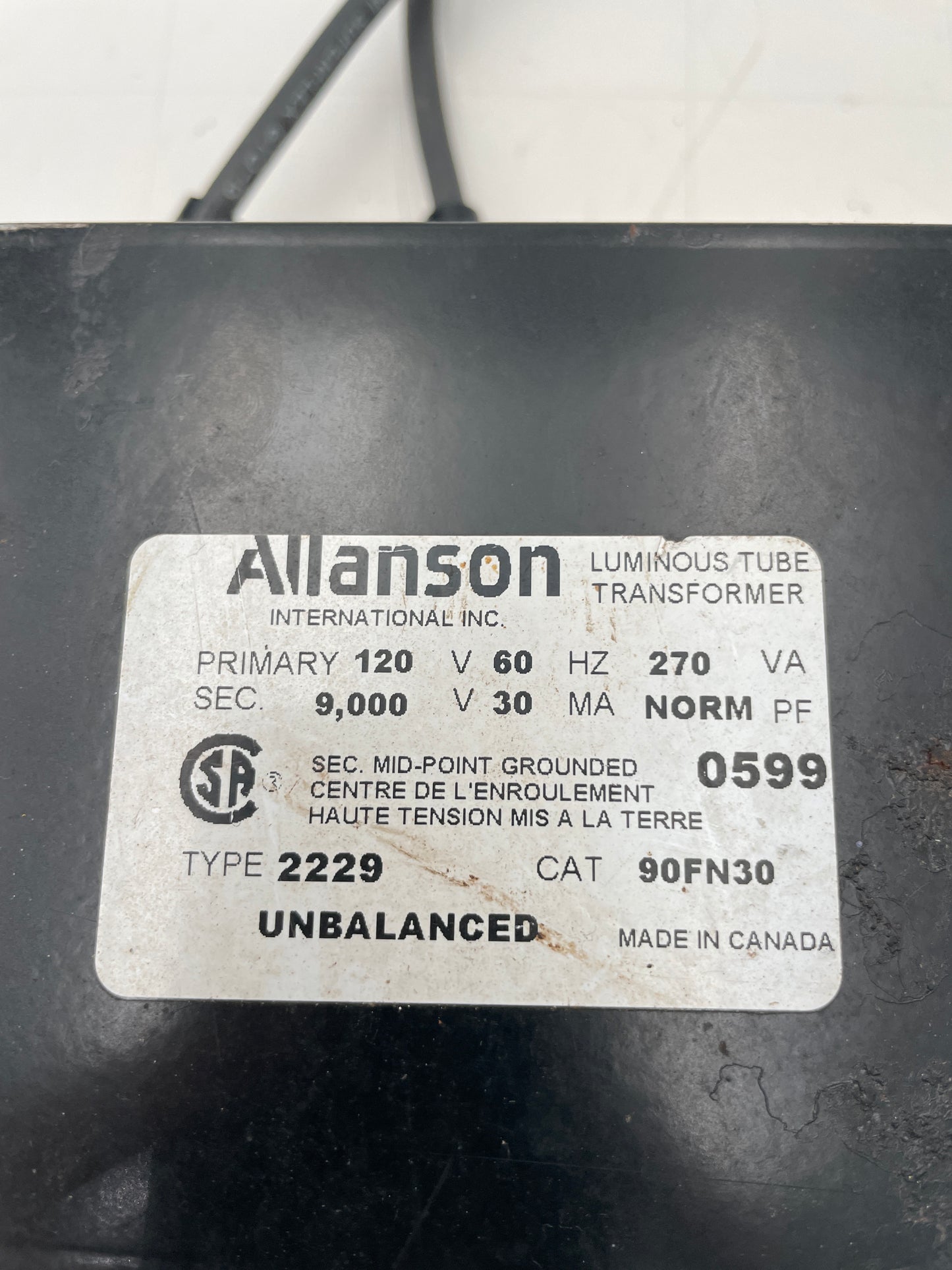 Allanson Vintage Core & Coil Neon Sign Replacement Transformer – 9Kv