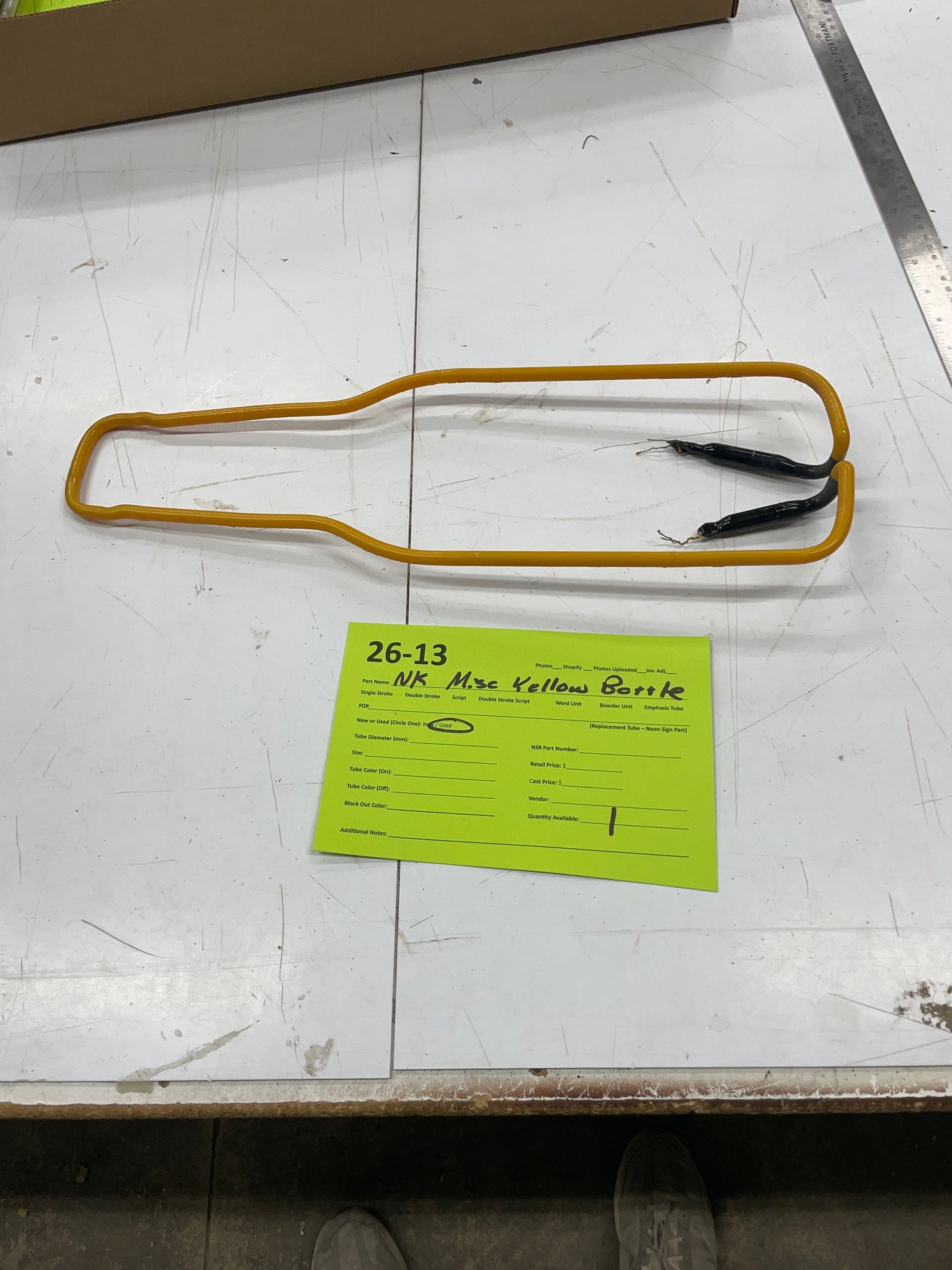 Yellow Bottle Replacement Tube - Mystery/Unknown Unit – Neon USA – Replacement Tube – Neon Sign Part