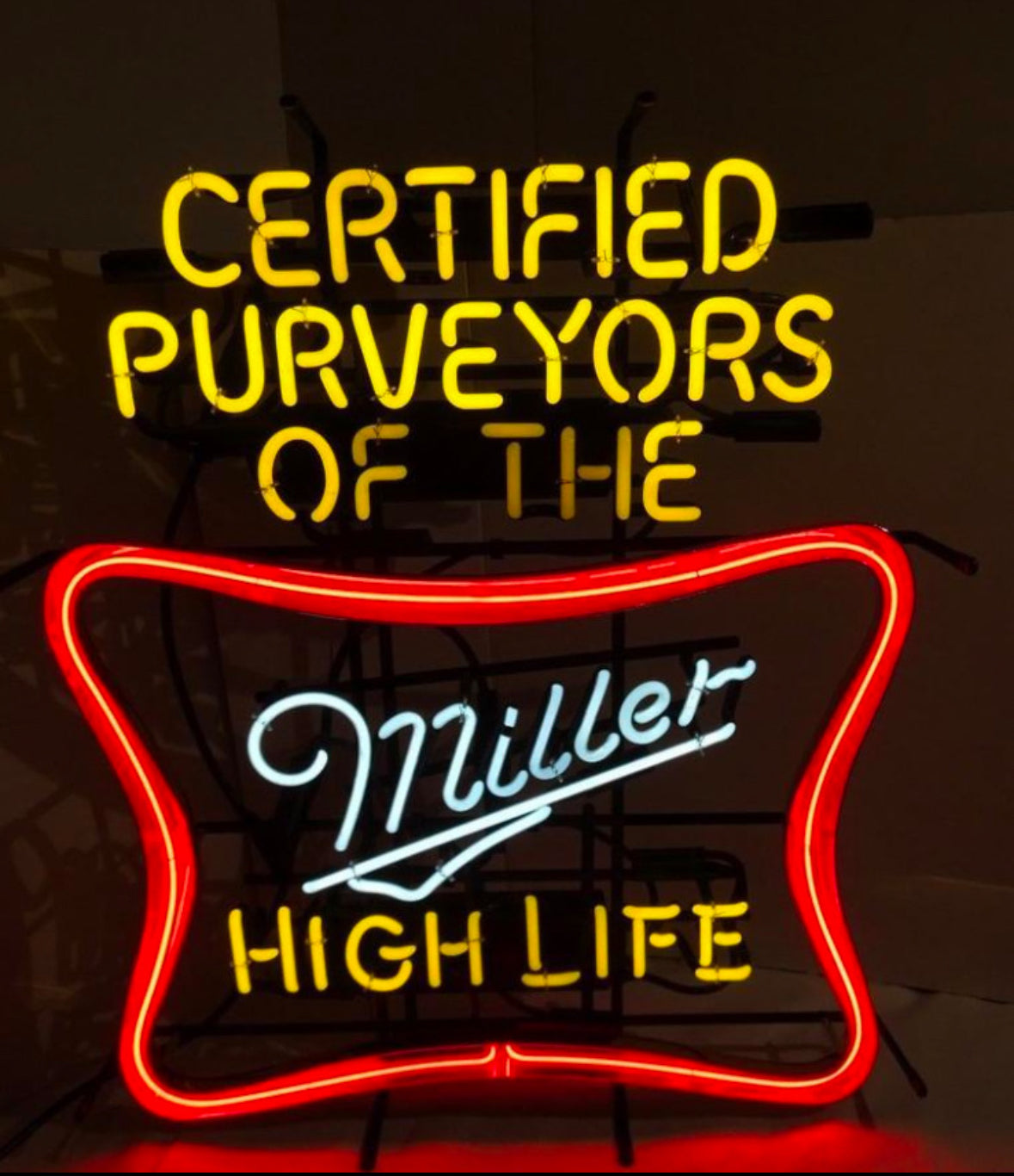 CERTIFIED Single Stoke Word unit for Miller High Life Certified Purveyors Replacement Tube - Neon Sign Part