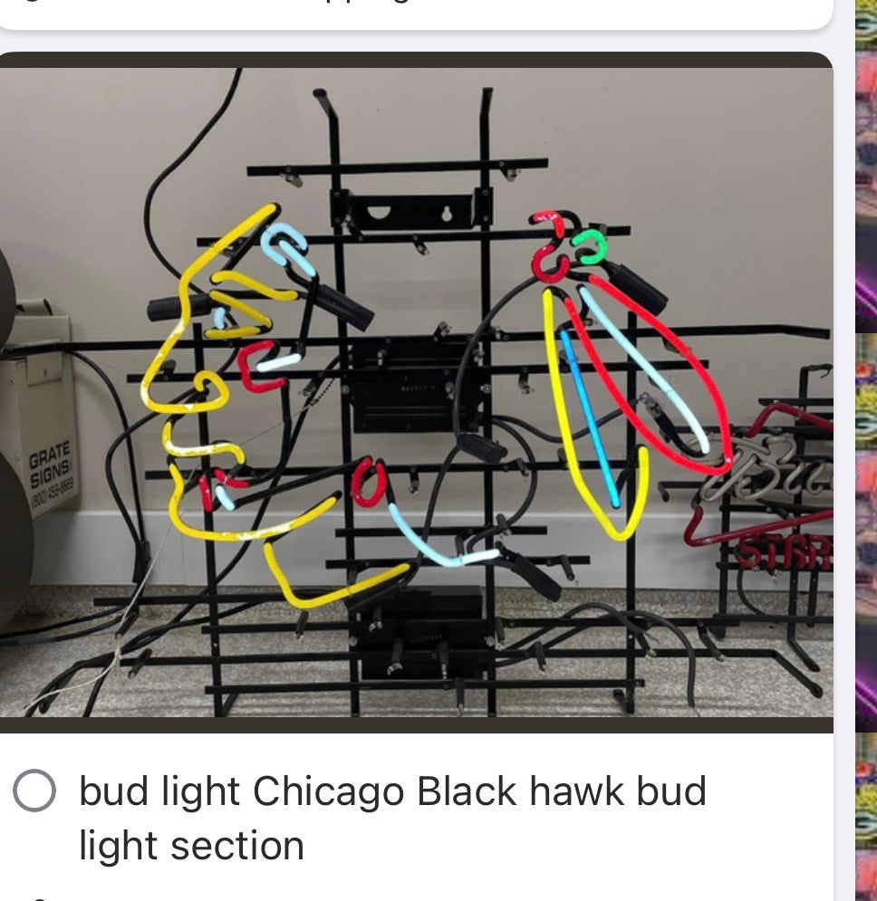 Face unit for Bud Light Black Hawks Replacement Tube - Neon Sign Part