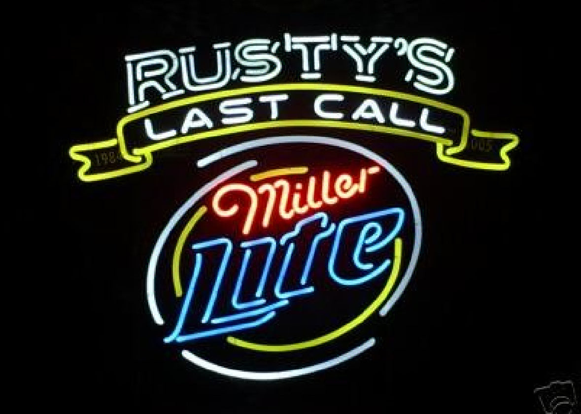 TY'S Double Stroke Word Unit for Miller Rusty's Last Call Neon Sign Replacement Tube