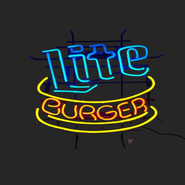BURGER Single Stroke Word Unit Slanted Replacement Tube - Neon Sign Part Used