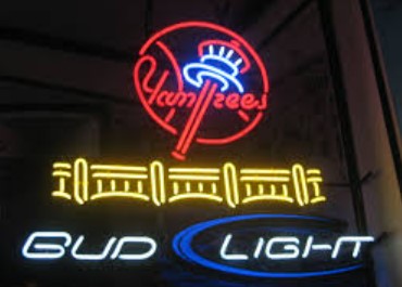 Left side of Facade Bud Light new York Yankees Neon Sign Replacement Tube