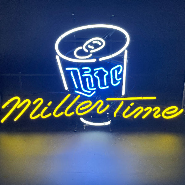 Miller Time Lite Can Neon Sign