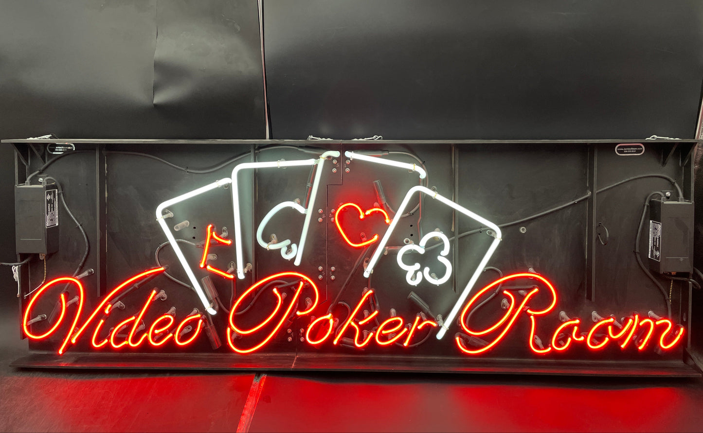 Large Video Poker Room Neon Sign