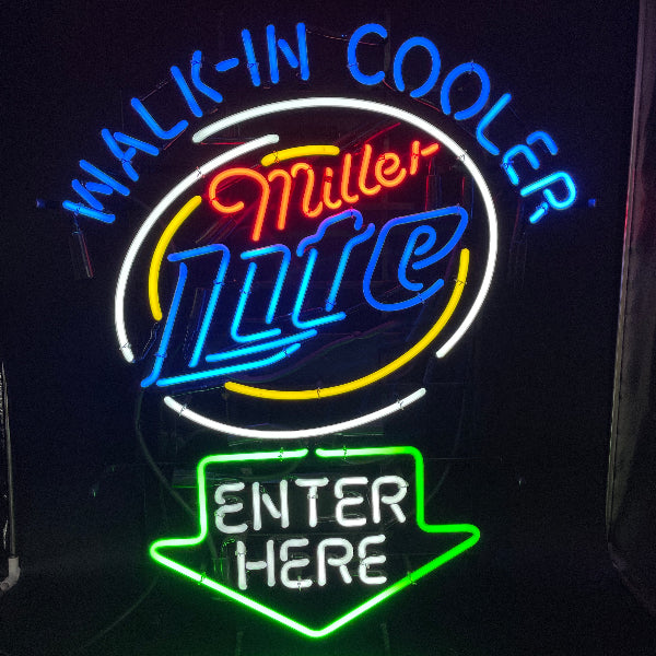 Miller Lite Walk-In Cooler "Enter Here" Neon Sign