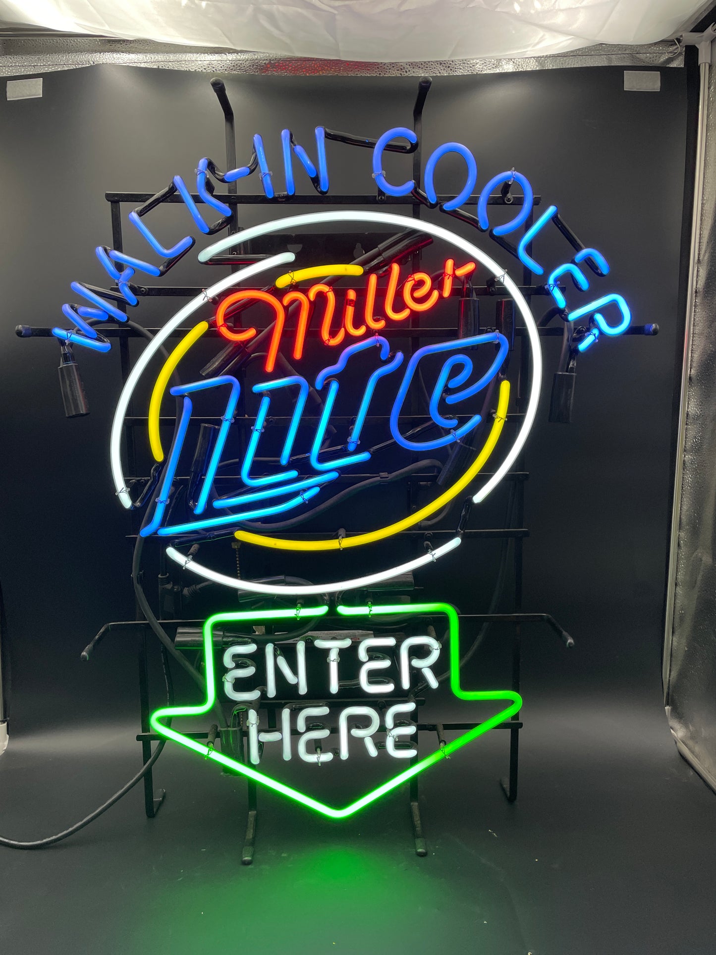 Miller Lite Walk-In Cooler "Enter Here" Neon Sign
