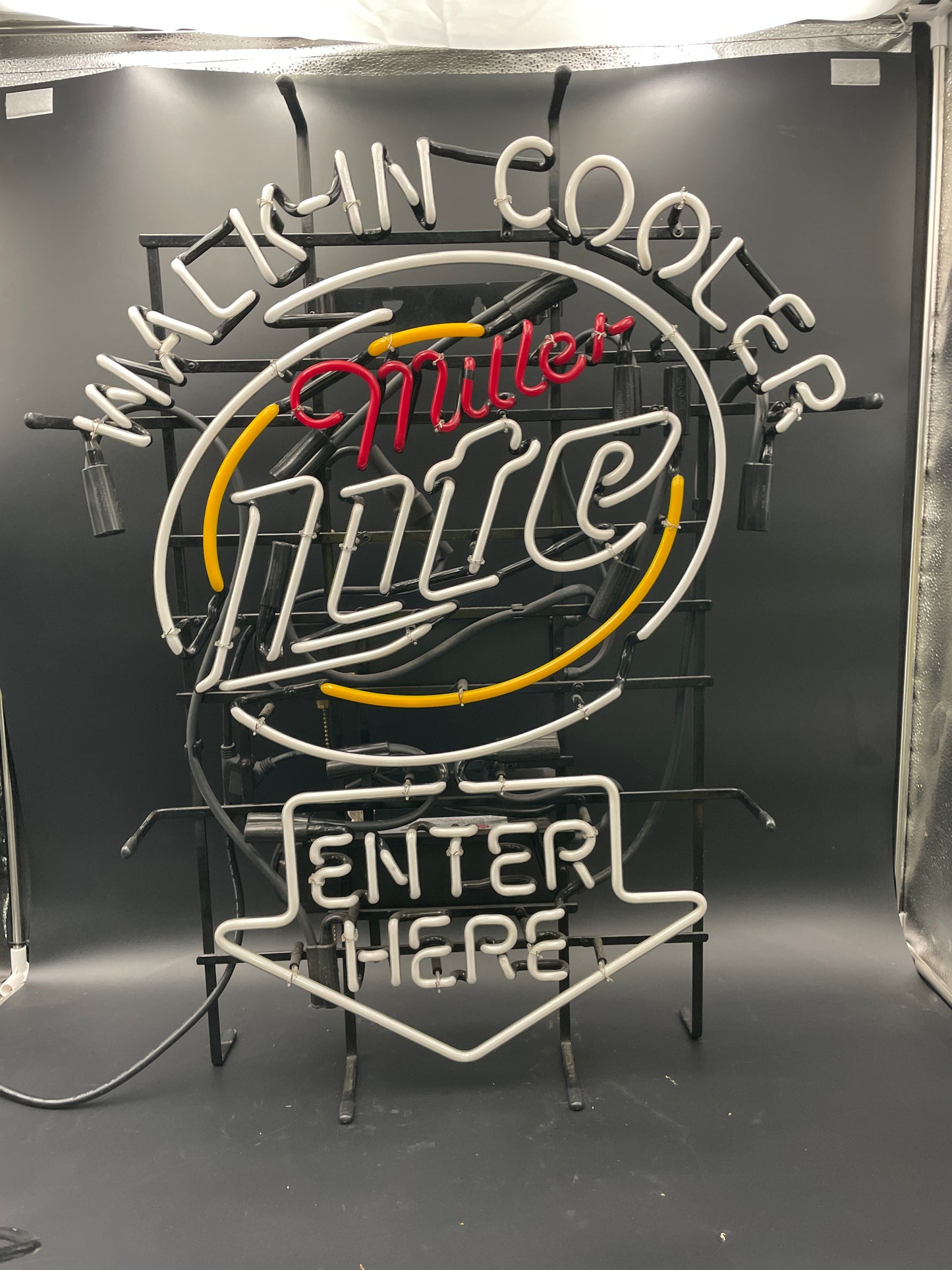 Miller Lite Walk-In Cooler "Enter Here" Neon Sign