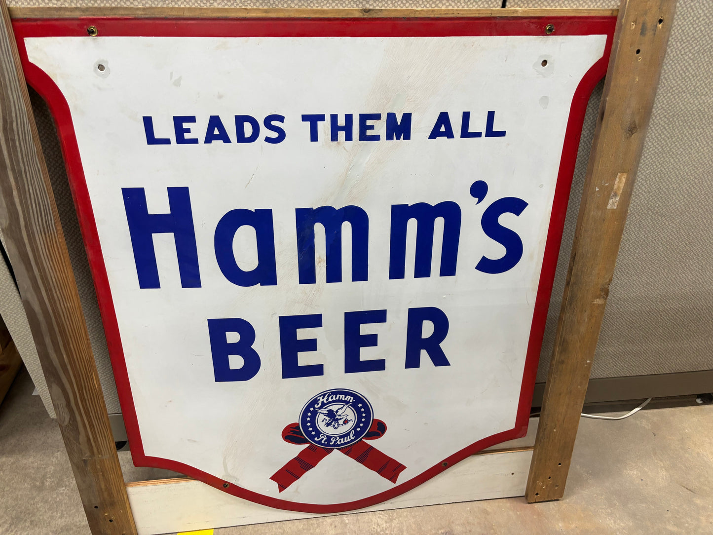 Hamm’s Beer “Leads Them All” Porcelain Sign (Circa 1940)