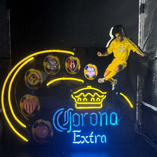 Corona Extra Motion Neon Sign – Soccer Kick with Liga MX Teams