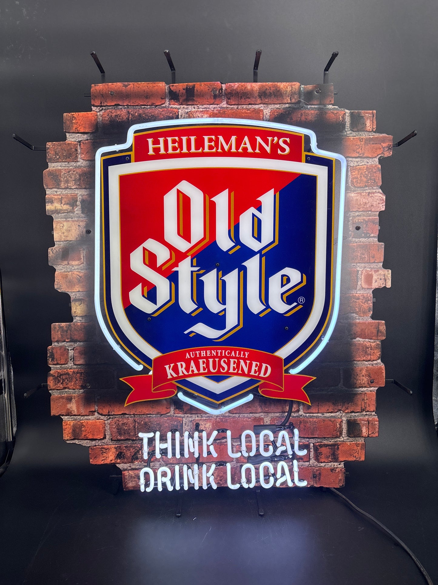Old Style “Think Local, Drink Local” Neon Dominator Neon Sign