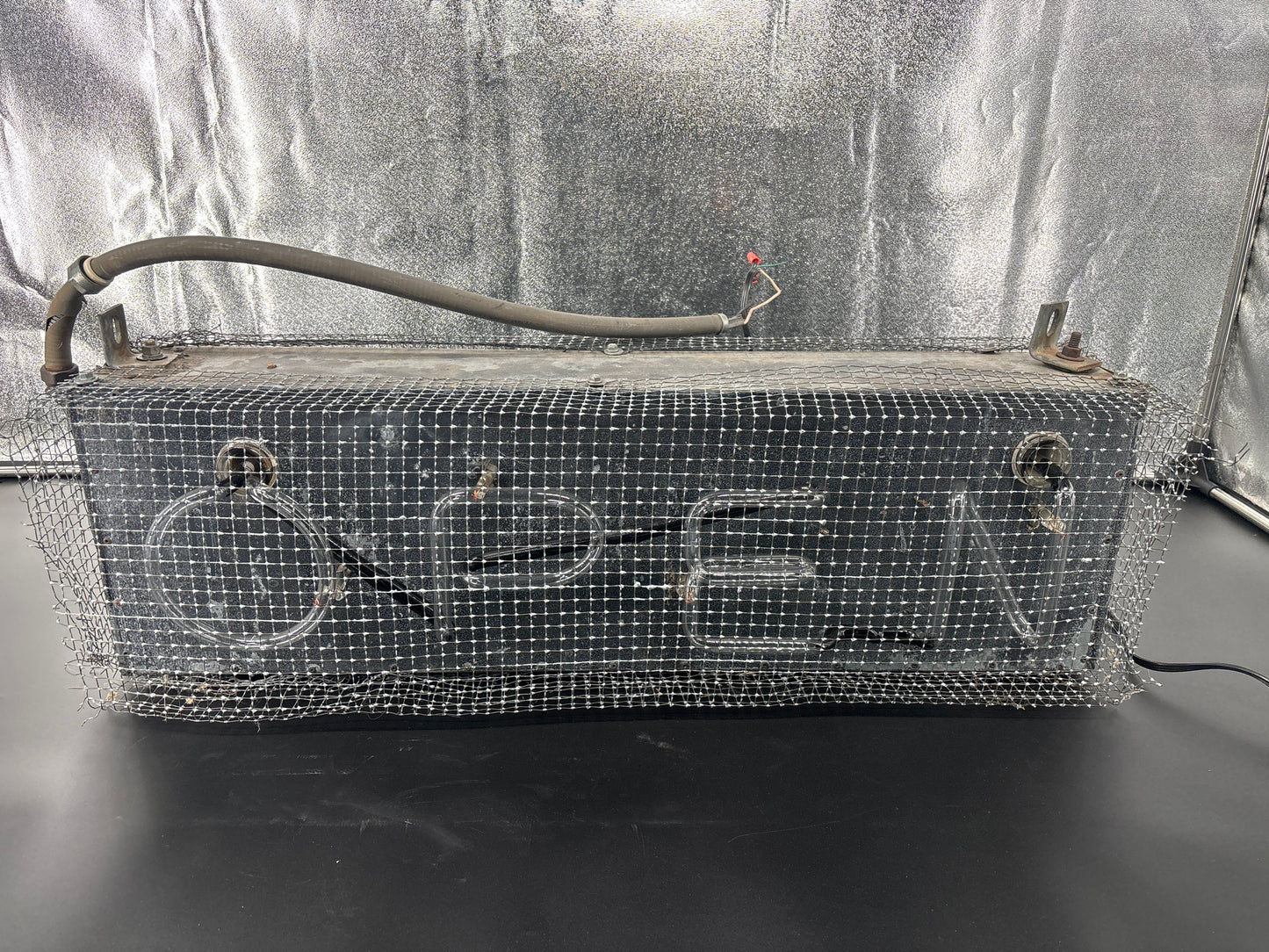 Vintage Double-Sided Open Sign with Cage