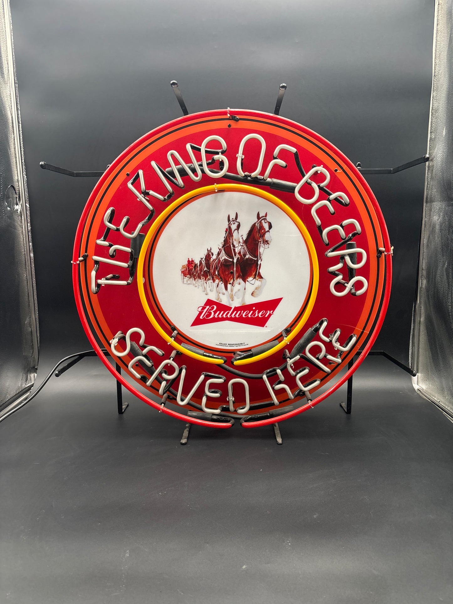 Budweiser King of Beers "Served Here" Neon Sign