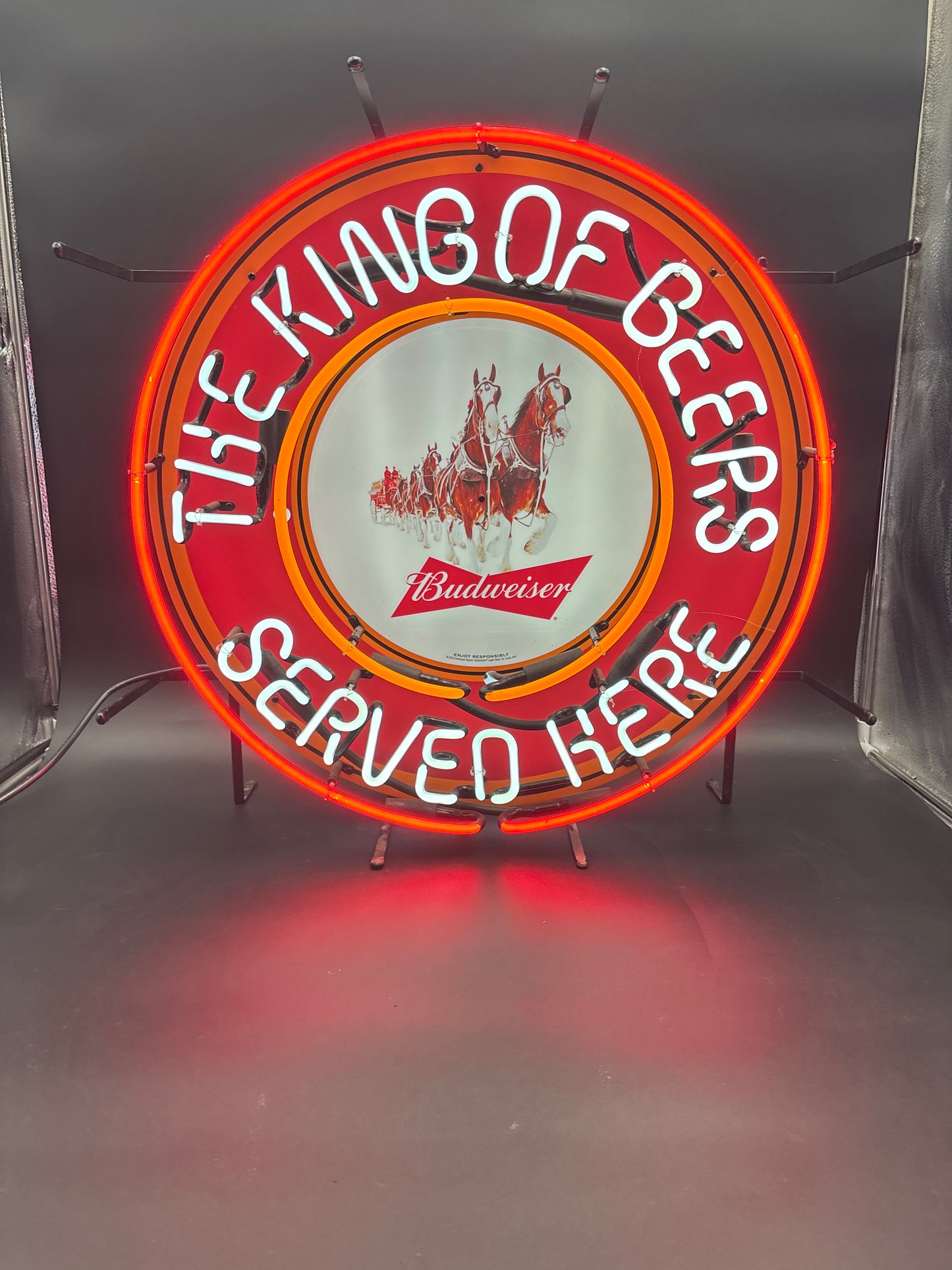 Budweiser King of Beers "Served Here" Neon Sign