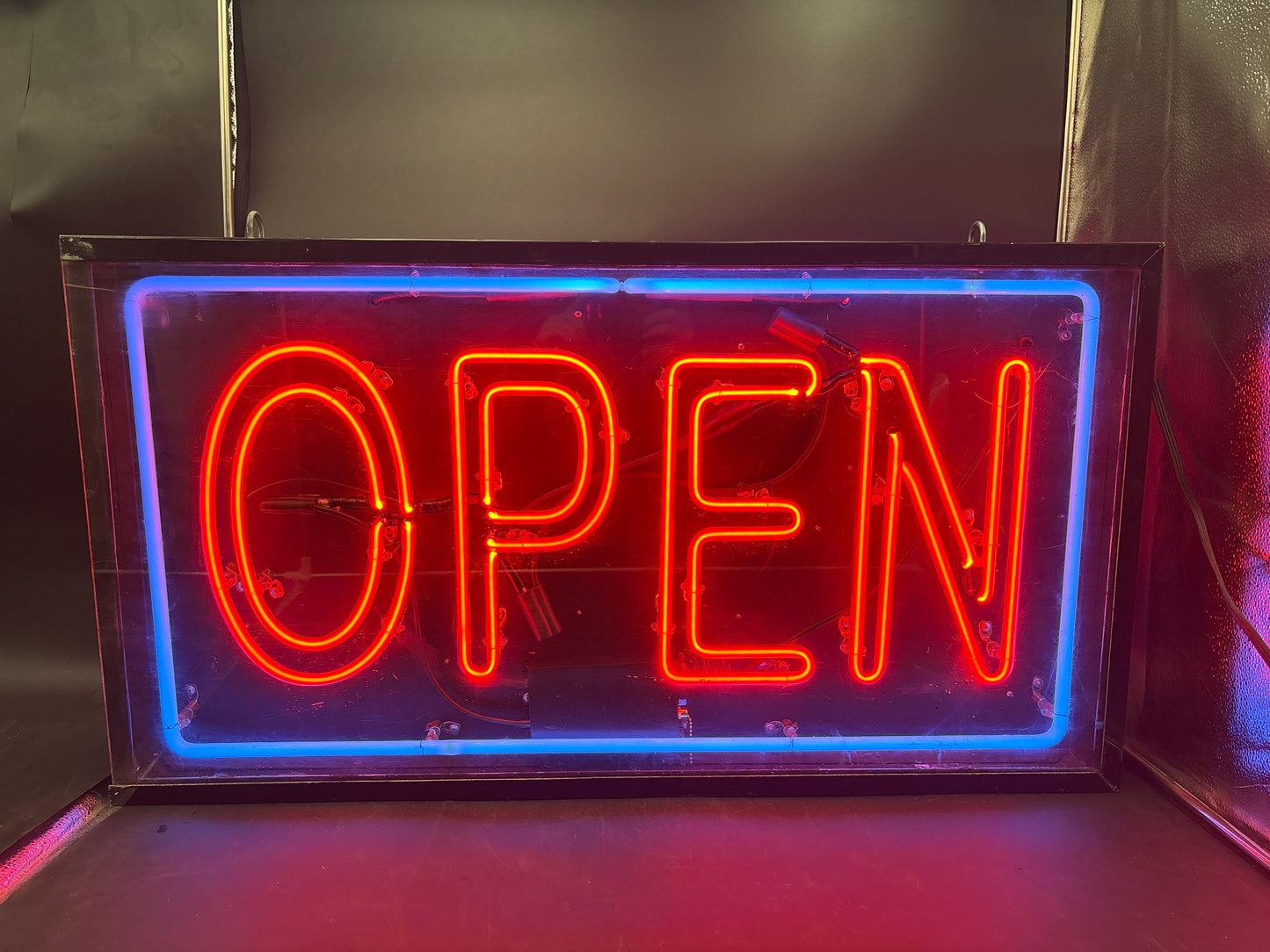 Vintage Neon Double-Sided Hanging “OPEN” Sign