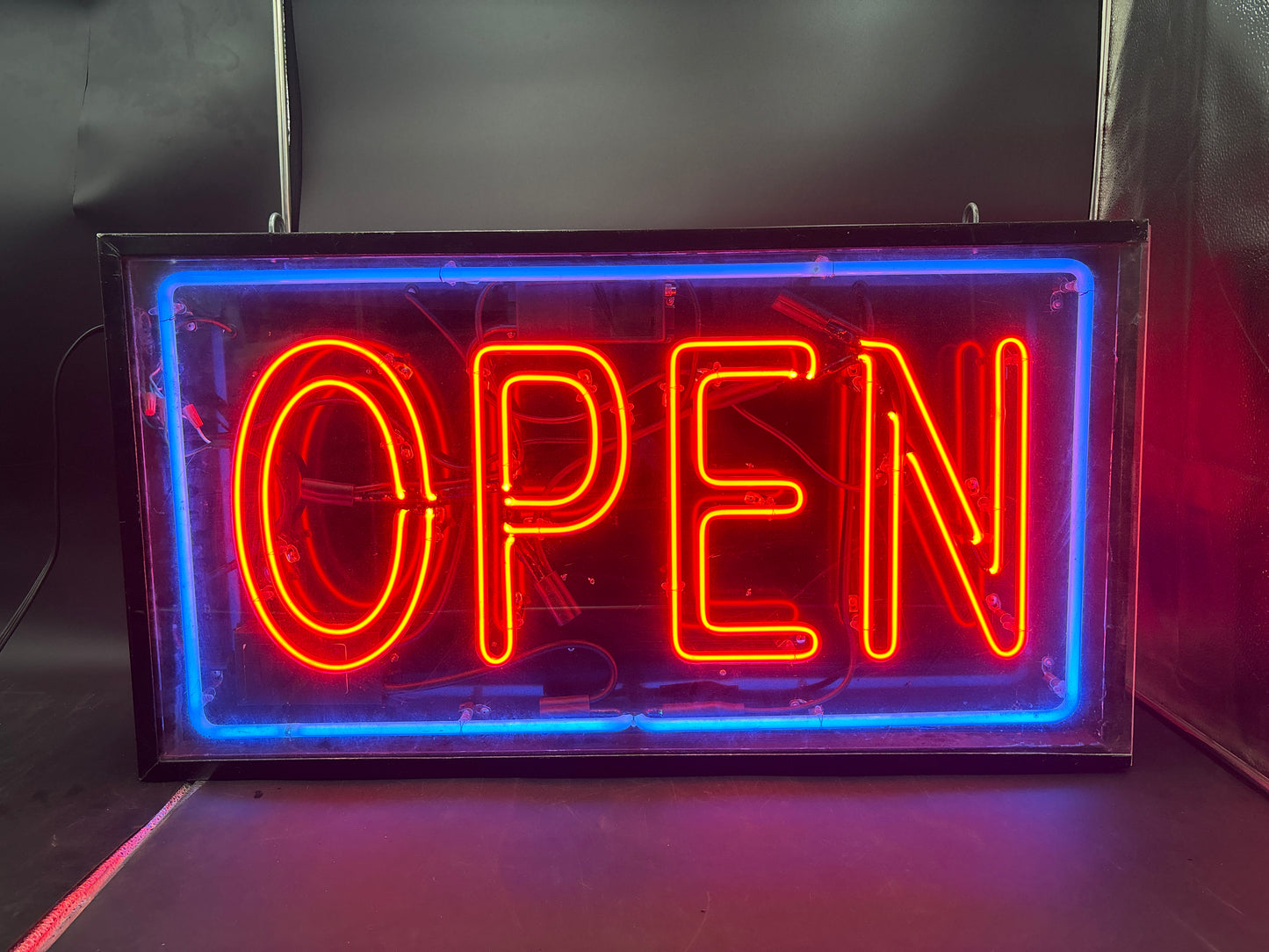 Vintage Neon Double-Sided Hanging “OPEN” Sign