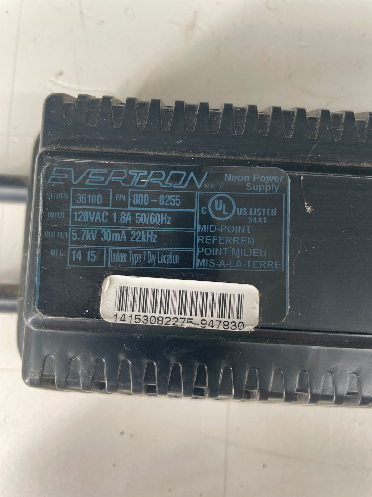 Evertron 3610D Electronic Neon Sign Replacement Transformer – 5.75Kv