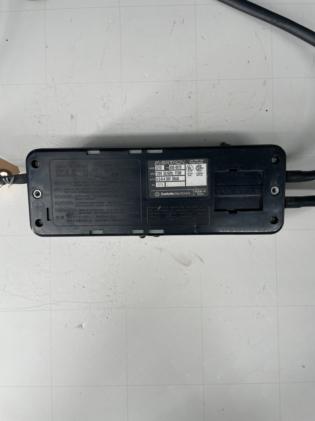 Everbrite Evertron 3210 Electronic Neon Sign Replacement Transformer – 4-4.5Kv