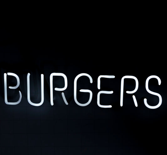BURGERS Single Stroke Word Unit Neon Sign Replacement Tube Used