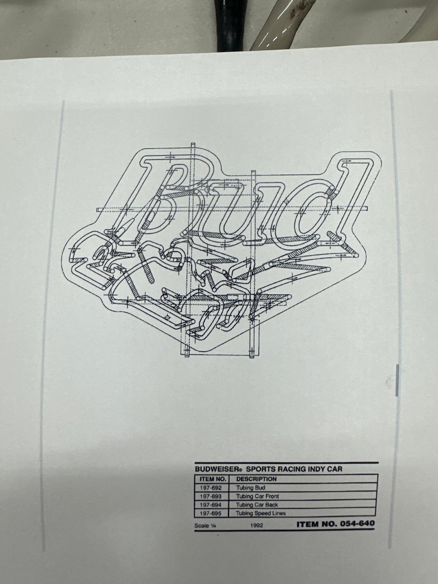 Front of Car for Budweiser Indy Car Replacement Tube - Neon Sign Part