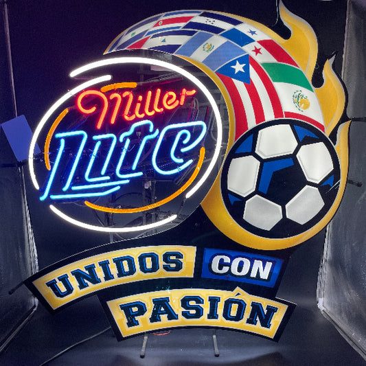 Miller Lite "Unidos Con Pasión" Neon Sign