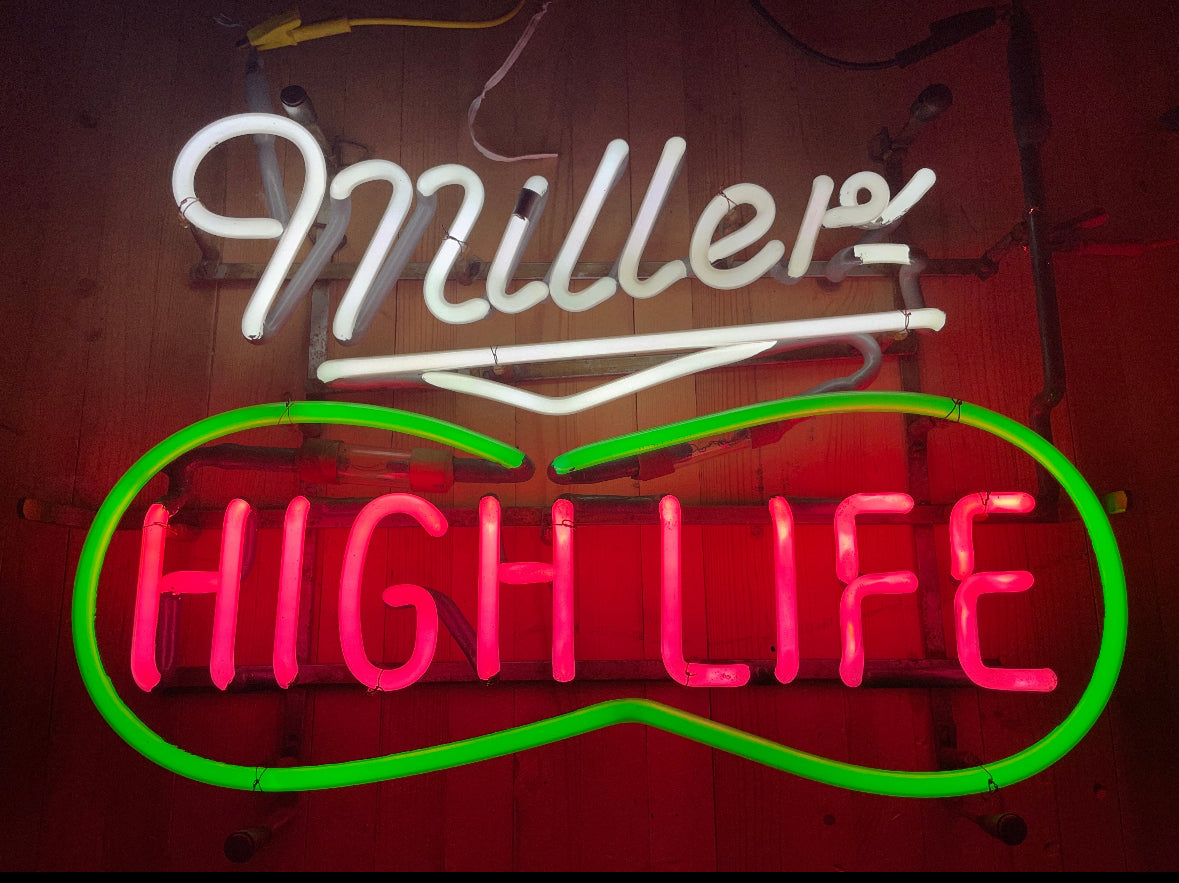 Miller Script Word Unit with Double Curl High Life Peanut Replacement Tube - Neon Sign Part New