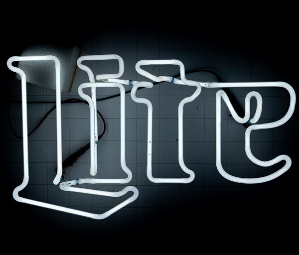 Lite Single Stroke Word unit with Vertical Electrodes for Large Miller Replacement Tube - Neon Sign Part Used