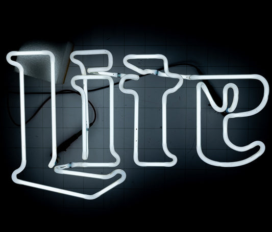 Lite Single Stroke Word unit with Vertical Electrodes for Large Miller Replacement Tube - Neon Sign Part Used