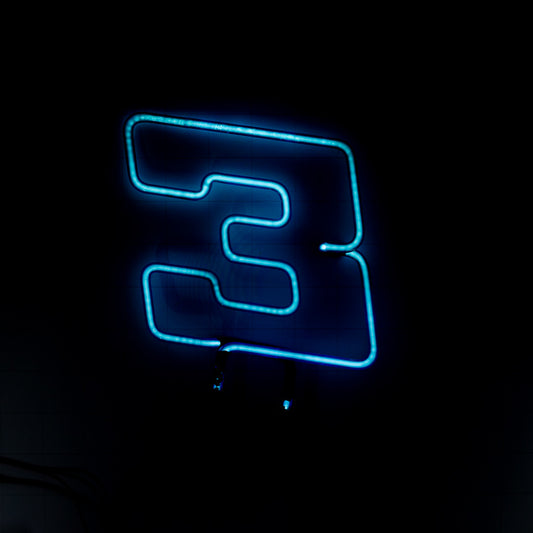 Number Three “3” Double Stroke – 2.5” Spaced Vertical Electrodes for Counter Display Transformer Replacement Tube - Neon Sign Part