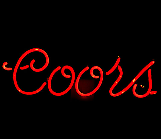 Coors Red Script Word unit with Vertical Electrodes Replacement Tube - Neon Sign Part
